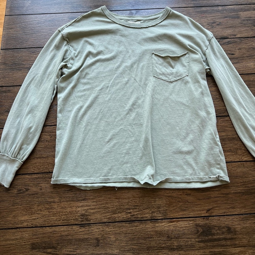 Free People Fade Into You Sage Long Sleeve Tee